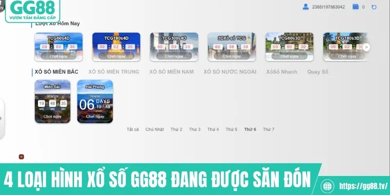 Top 4 loại hình xổ số GG88 đang được săn đón nhất hiện nay